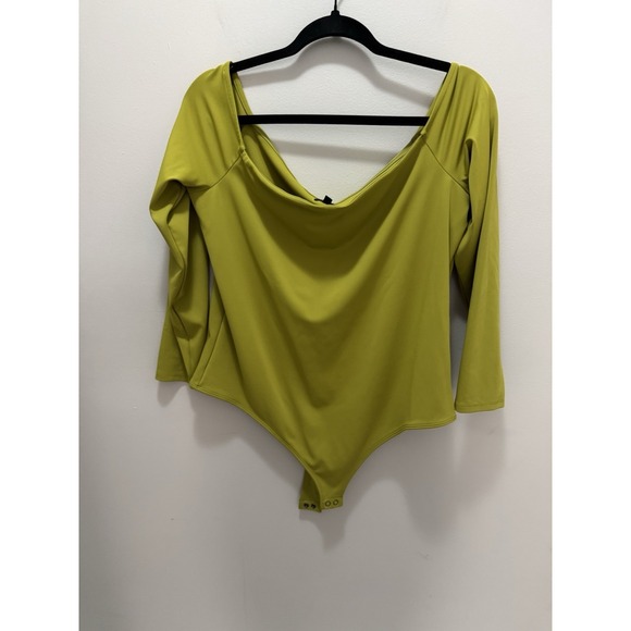 Express Long Sleeve Off Shoulder Body Contour Bodysuit‎ Green Size Xl - Picture 1 of 8